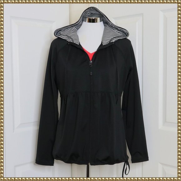 New York & Company Jackets & Blazers - NY & Co "In Motion" Black Sporty Pocketed Hooded Zip Front Jacket Size Large